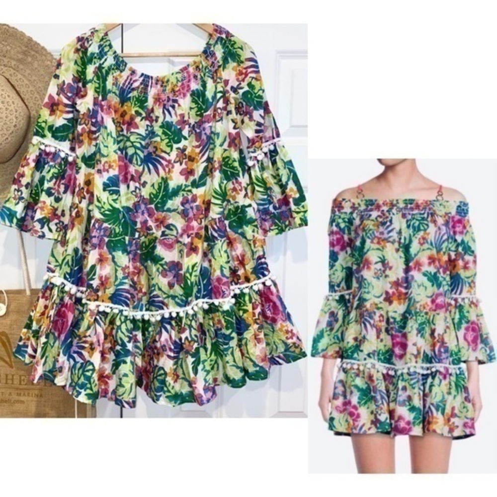 True Destinations Floral Smocked Mini Dress NWOT Large